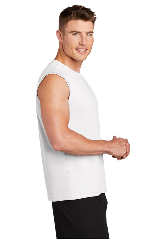 Mens Sport Tek ST-352 Sleeveless Performance Sz Large 40-42”Chest T Shirt White gallery