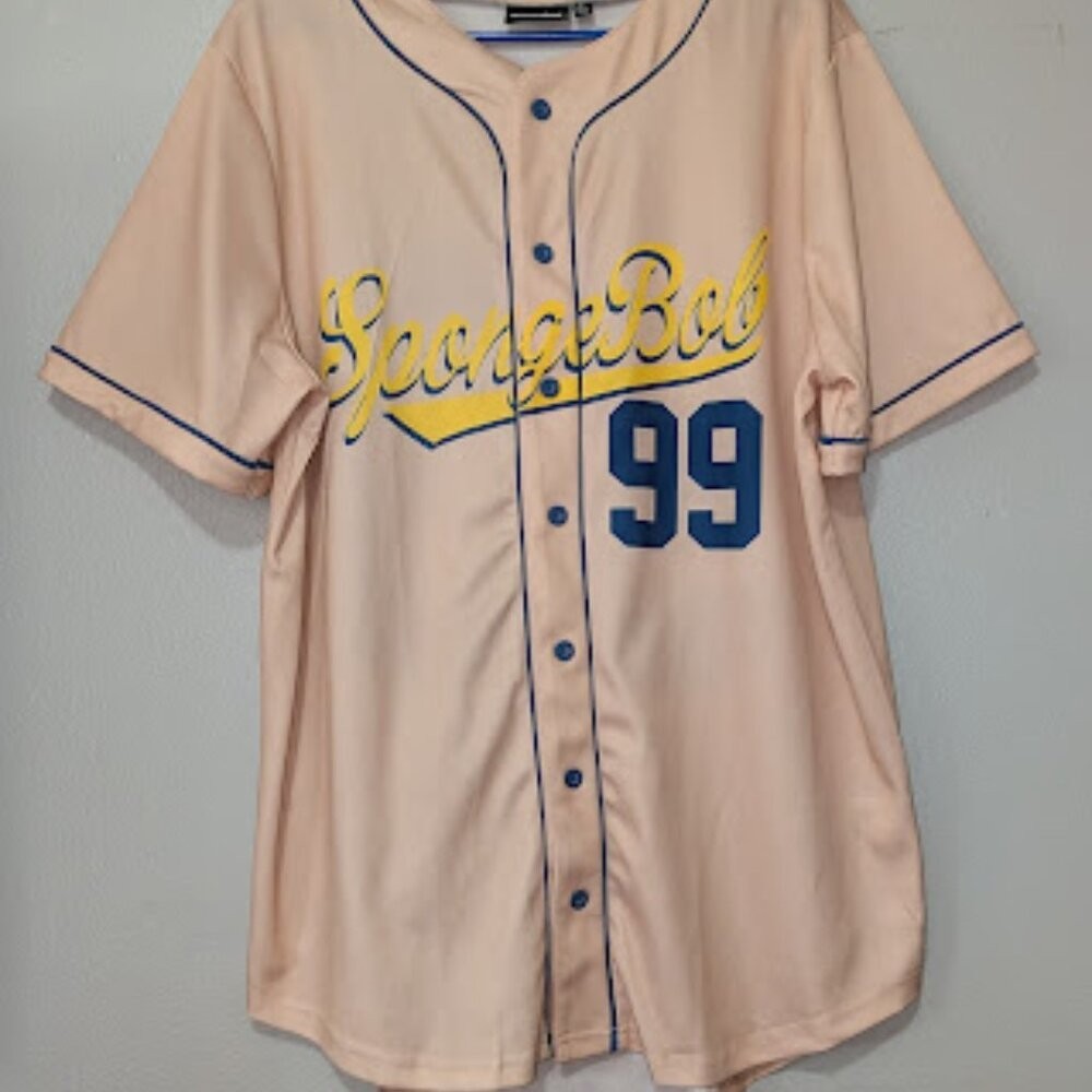 Nickelodeon Blue and Cream Retro Baseball Jersey Size Large gallery