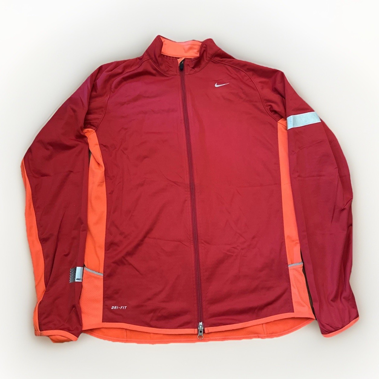 Nike Running Jacket Mens Medium Dri Fit Zip Up Long Sleeve Reflective Red M gallery