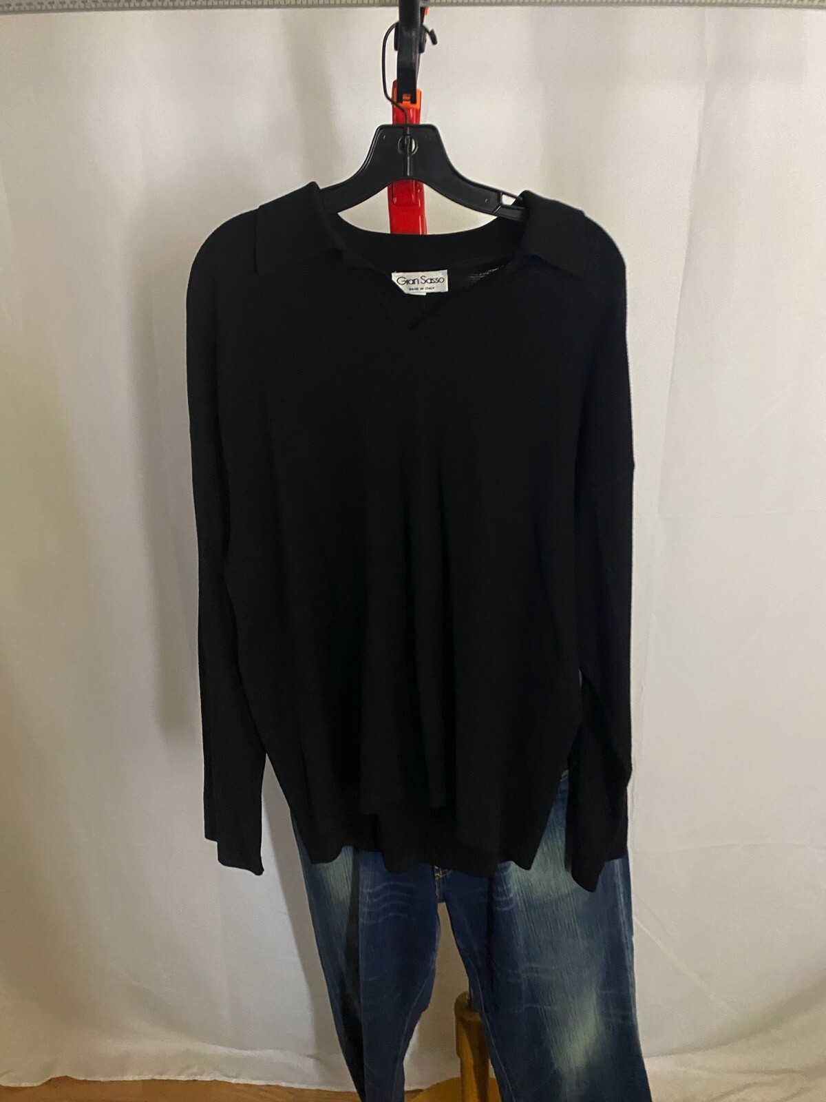 Gran Sasso Wool Black Light Weight Sweater Shirt XL gallery