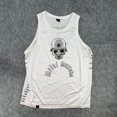 Metal Mulisha Tank Top Mens XL Mesh White Skull Helmet Graphic Made in USA