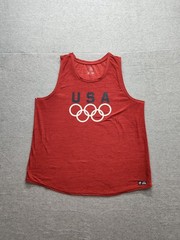 Team USA Men Tank Top XL Red Crew Neck Pullover Stretch 100% Polyester Active