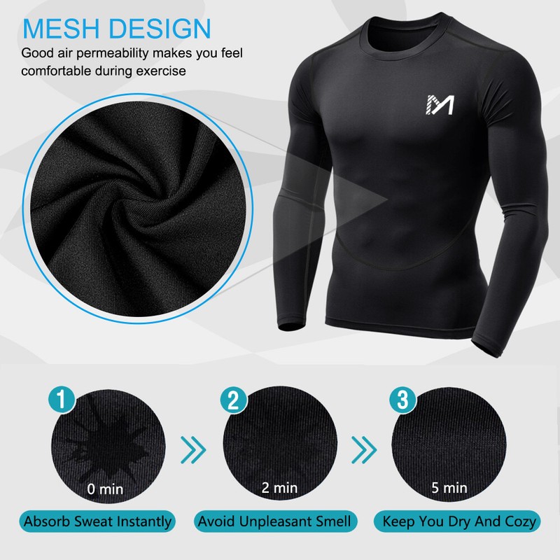 Men's Athletic Long Sleeve Compression Shirts Swim Sports Gym Shirts Workout gallery