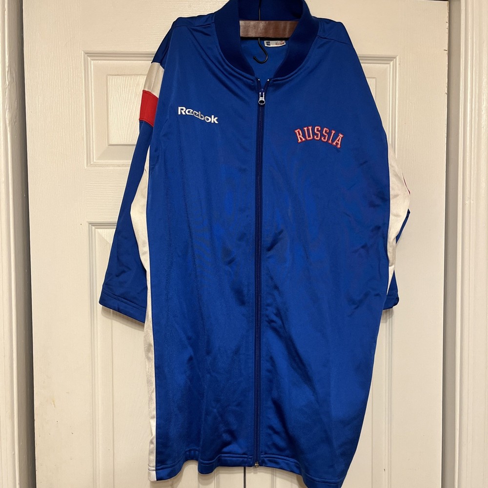 Reebok Team Russia LT Polyester Zip Up Short Sleeve Men's