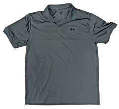 Under Armour Men’s Shirt Large Gray Heatgear Polo Golf Performance Short Sleeve
