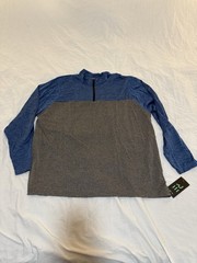 Real Essentials Long Sleeve Grey Blue 1/4 Zip Mens Activewear Shirt 2XL NWT 173