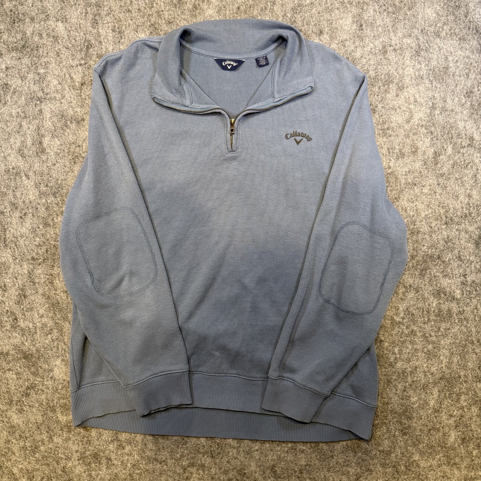 Callaway 1/4 Zip Pullover Men's XL Blue Elbow Stitching Golf Logo Spellout gallery