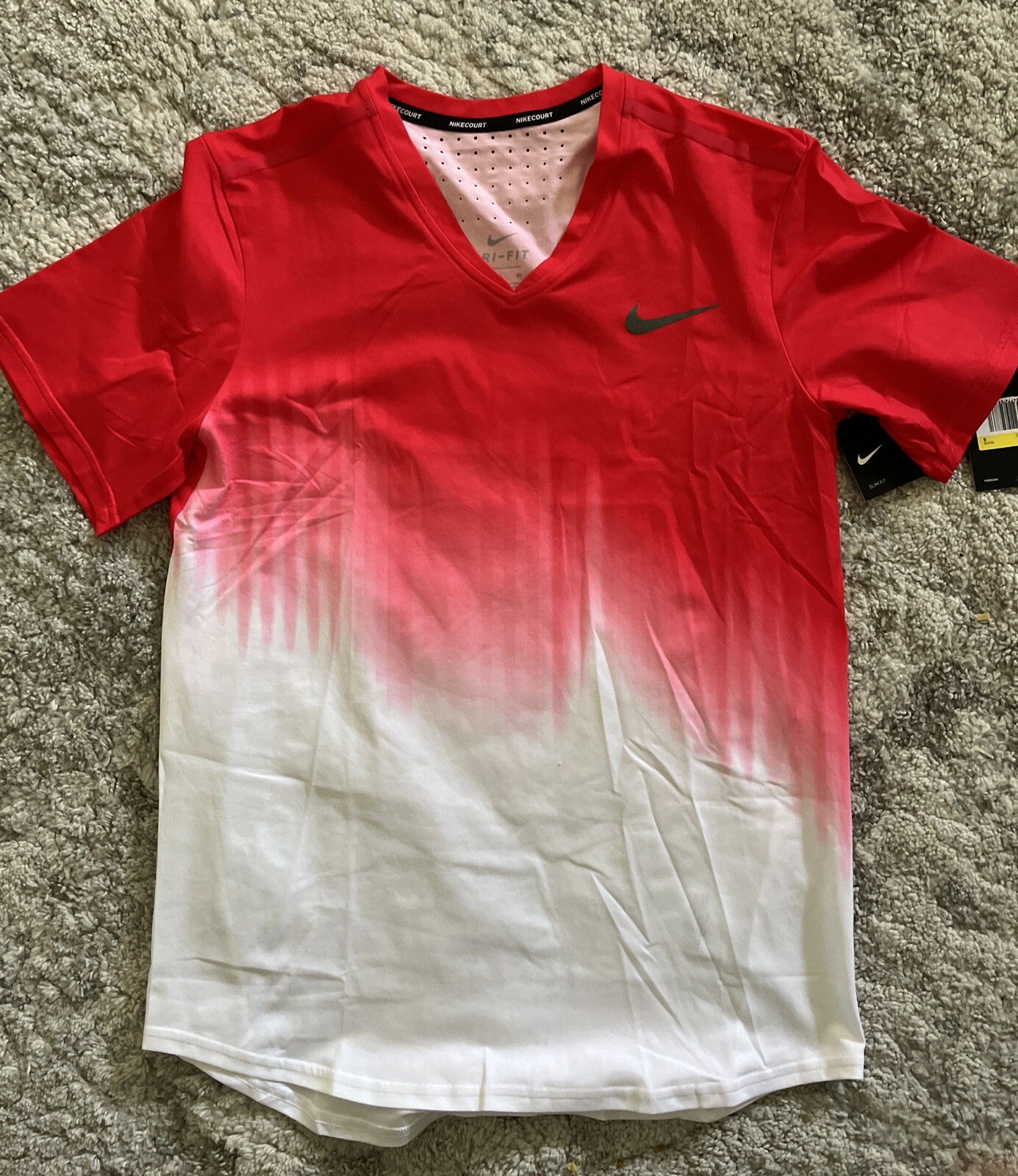 Nike Men’s S Roger Federer RF 2017 US Open Polo Tennis Shirt V-Neck Crew gallery
