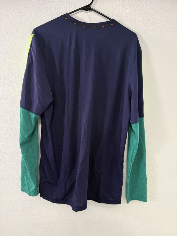 Nike Men's Long-Sleeve Running Pullover Shirt Navy Blue Green Size L Dry-Fit gallery