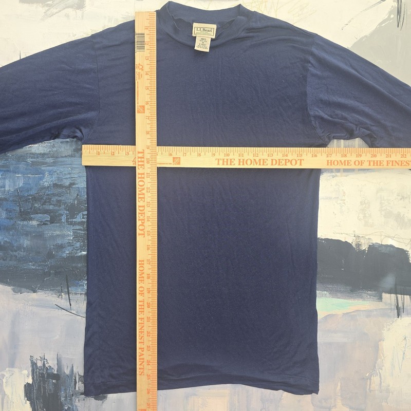 LL Bean Shirt Medium Mens 100% Silk Baselayer Long Sleeve Top Navy Blue Vintage gallery