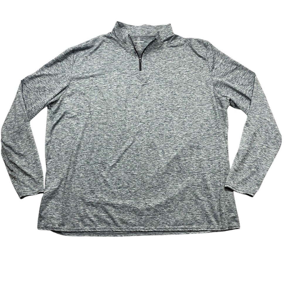 Real Essentials 3X Long Sleeve Gray 1/4 Zip Mens Activewear Shirt