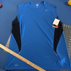 Nike Fit Sleeveless Shirt Mens XL Royal Blue / Black Dri-Fit Tank Run Train -New