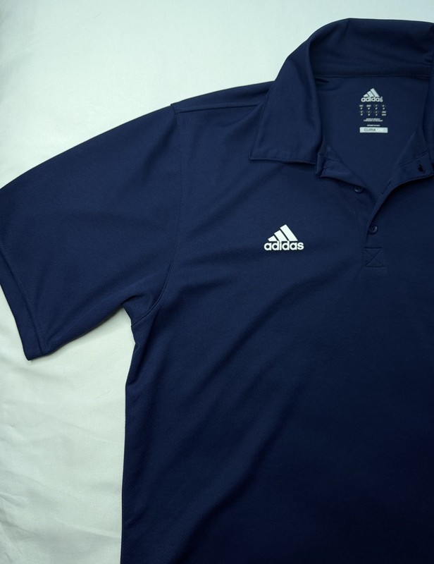 Adidas Climalite Men’s Medium Short Sleeve Polo Navy Golf Activewear Lightweight gallery