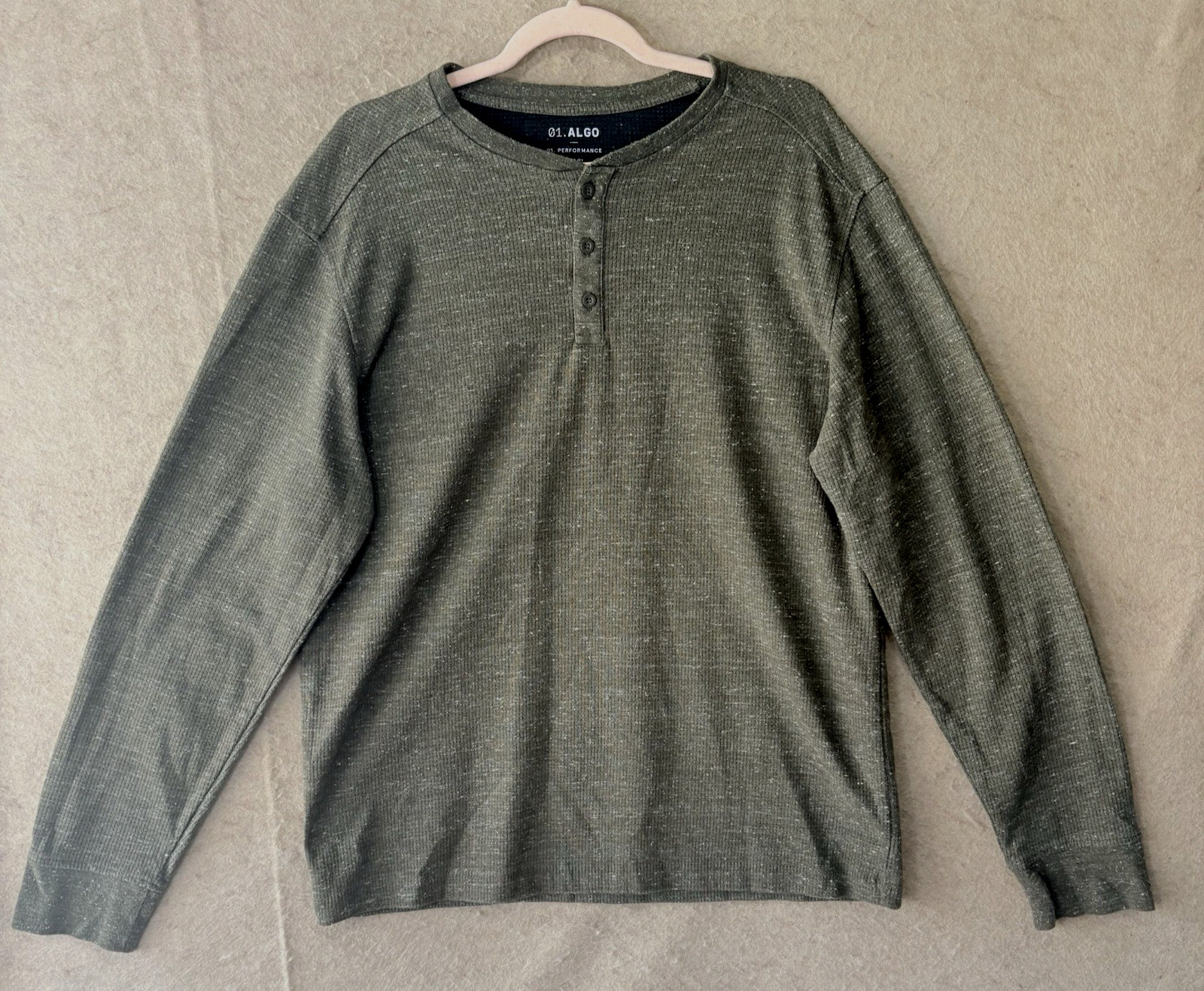 01 Algo Performance Shirt Mens XL Green Henley Quick Dry Wicking UV 40 gallery