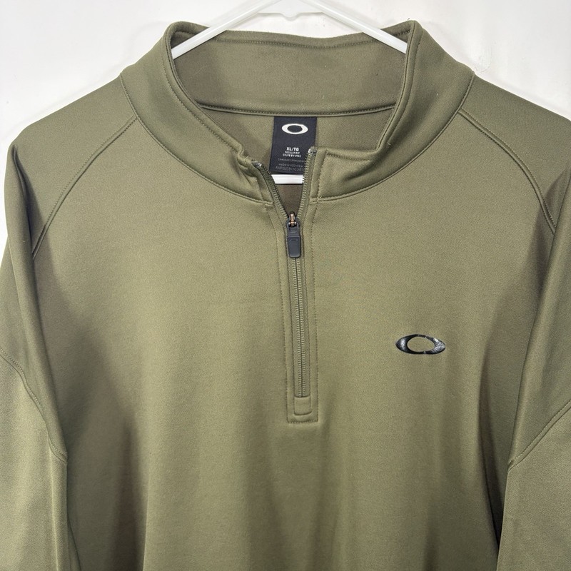 Oakley 1/4 Zip Fleece Pullover Mens Size XL Olive Green Black Logo Regular Fit gallery