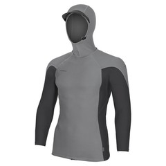 Men’s Hyperfreak O’Zone Long Sleeve Rashguard with Hood, Smoke/Tempsteel, X-L…
