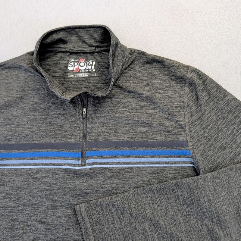 Marine Layer Weekend Sport Quarter Zip Pullover Large Gray Heather Golf Stretch gallery