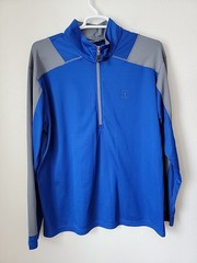 PGA TOUR MENS 1/4 Zip Athletic Shirt 2XL Blue UPF 25 Fleece Lined