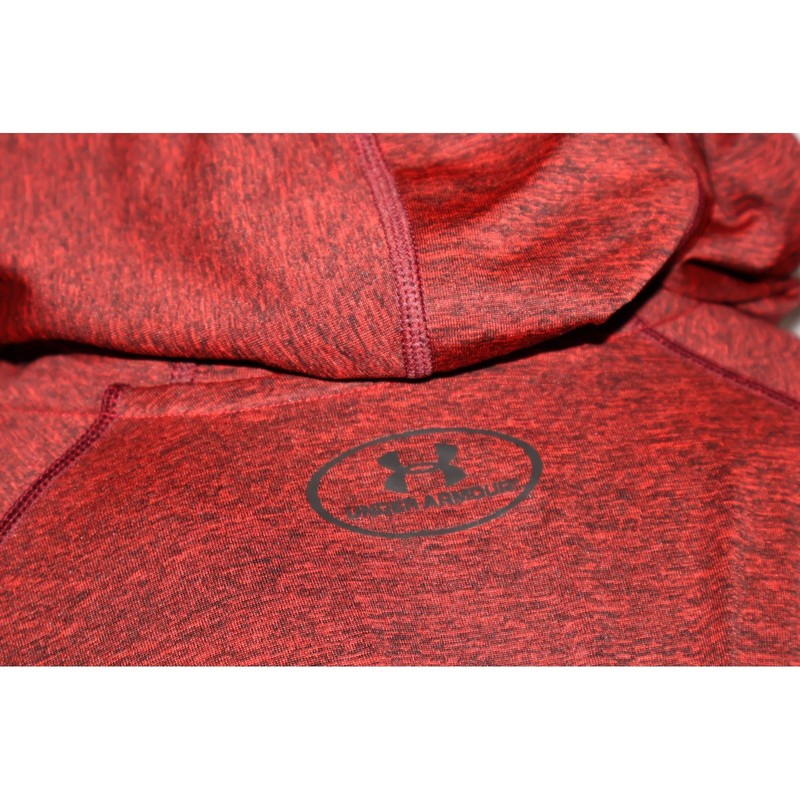 Under Armour Gym Shirt Hoodie Mens Large Red Space Dye Snap Neck Thin Activewear gallery