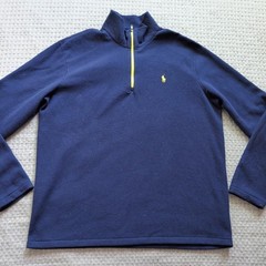 Polo Ralph Lauren Performance Pullover Mens Large Blue Fleece 1/4 Zip Mock Neck