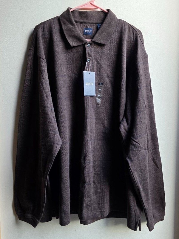 NWT Arrow Brown Half Button-Up Long Sleeve Jersey Big & Tall Size XXL gallery