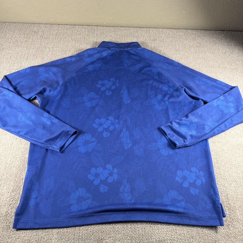 Donald Ross Pullover Mens Medium Blue Floral 1/4 Zip Golf Shirt Long Sleeve Top gallery