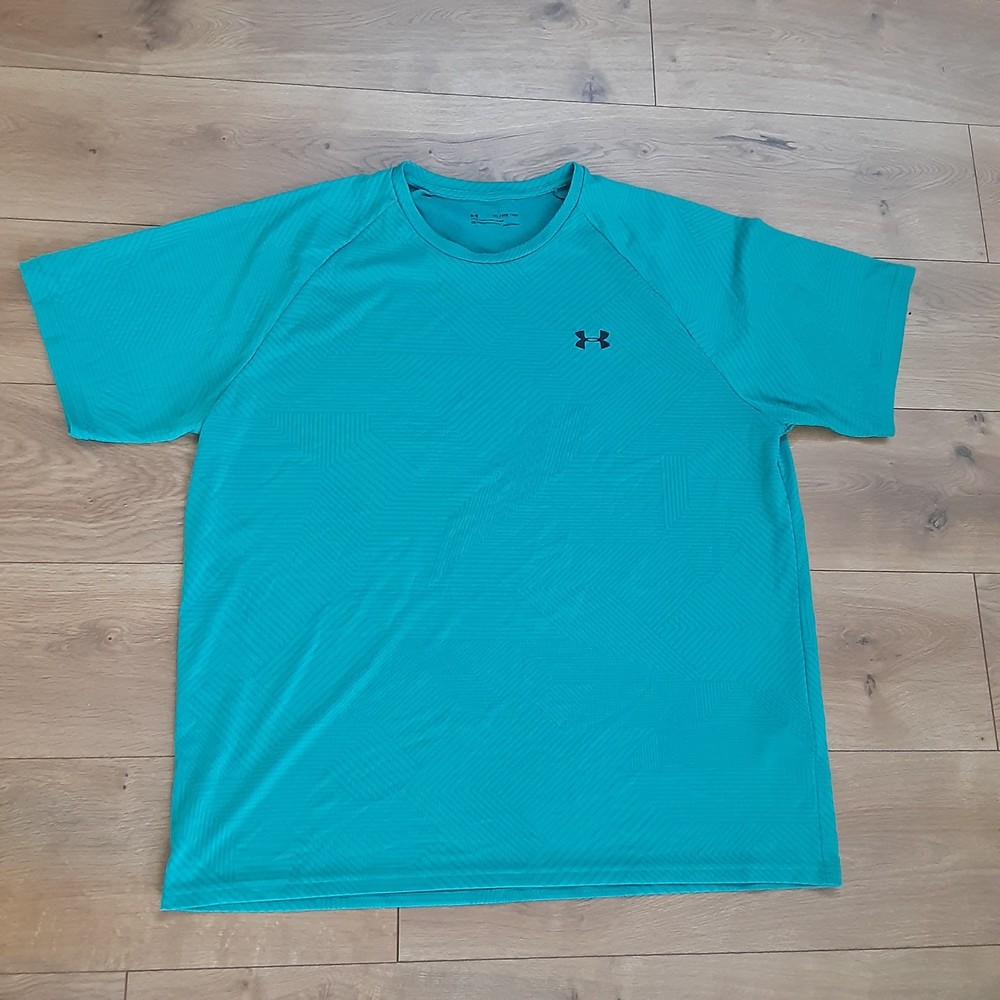 Under Armour Performance Tech Vented Tee Shirt Mens 3XL Loose Aqua Blue