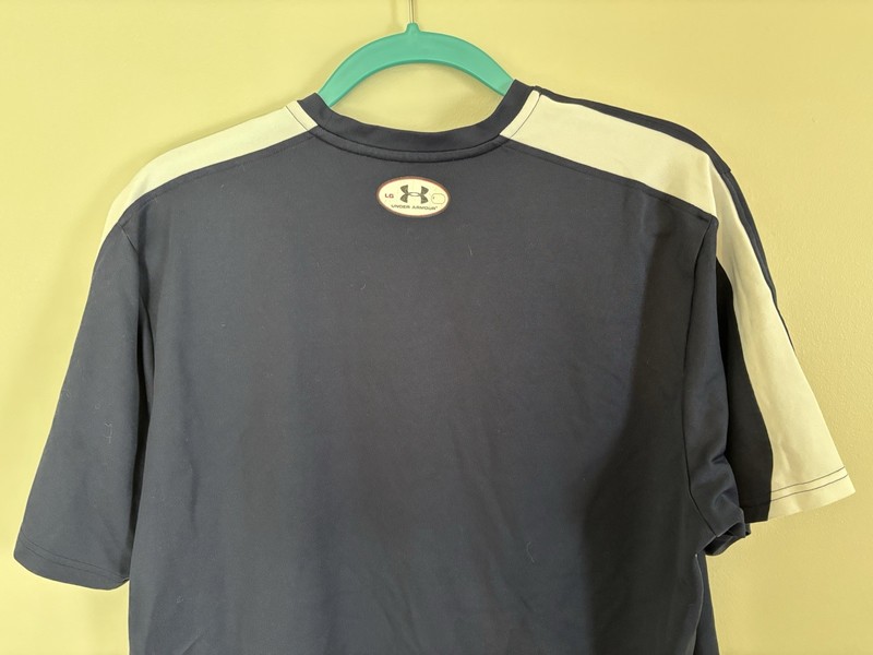 Blue with White Under Armour Quick Dry Heat Gear Short Sleeve Shirt gallery