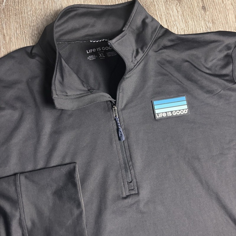 Life Is Good Active Pullover Mens XL Black 1/4 Zip Long Sleeve Performance gallery