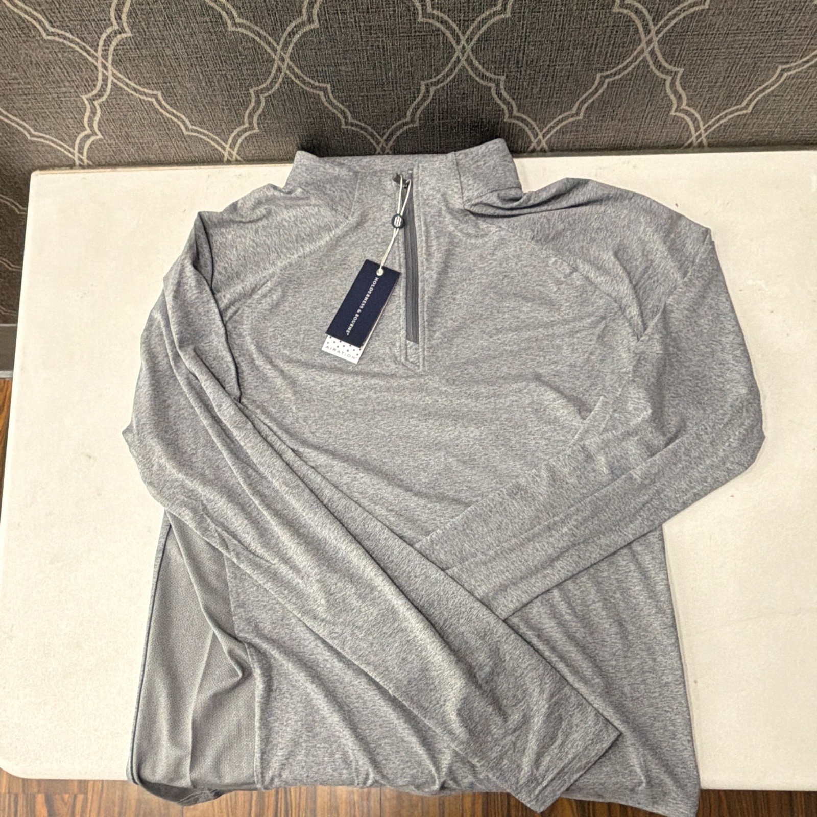 Holderness & Bourne Airation Gray 1/4 Zip Mock Neck Pullover Mens M NWT gallery