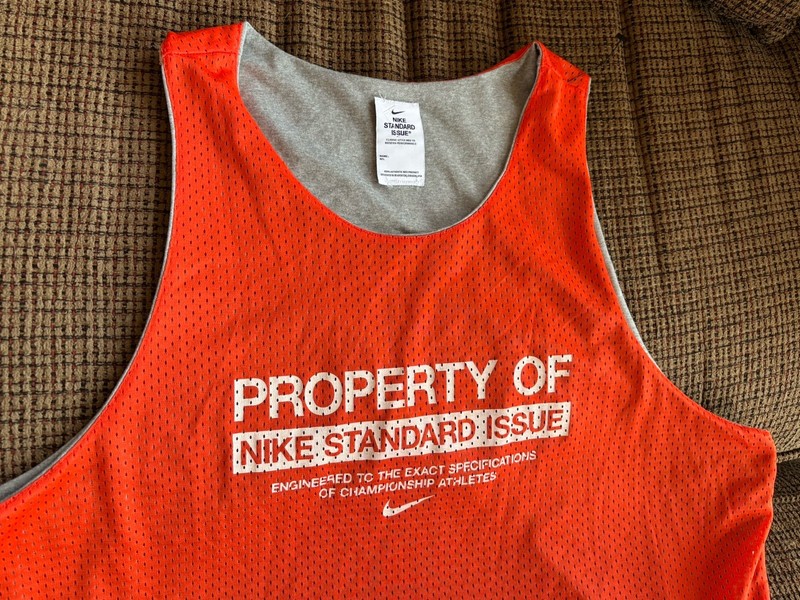 Nike Mens Standard Issue Reversible Mesh Tank Top RARE SAMPLE Orange Gray Lg New gallery