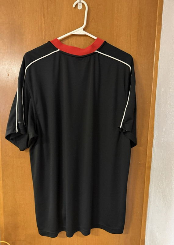 Nike Dri-Fit Shirt Black White Swoosh Short Sleeve Mens Med Andre Agassi gallery