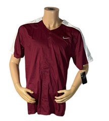 Nike Team Baseball Practice One Button Henley Large CARDINAL Red BQ5399-612