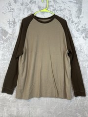Roundtree & Yorke Men’s XL Brown Sport L/S Ragland Crew Neck Throwback Baseball