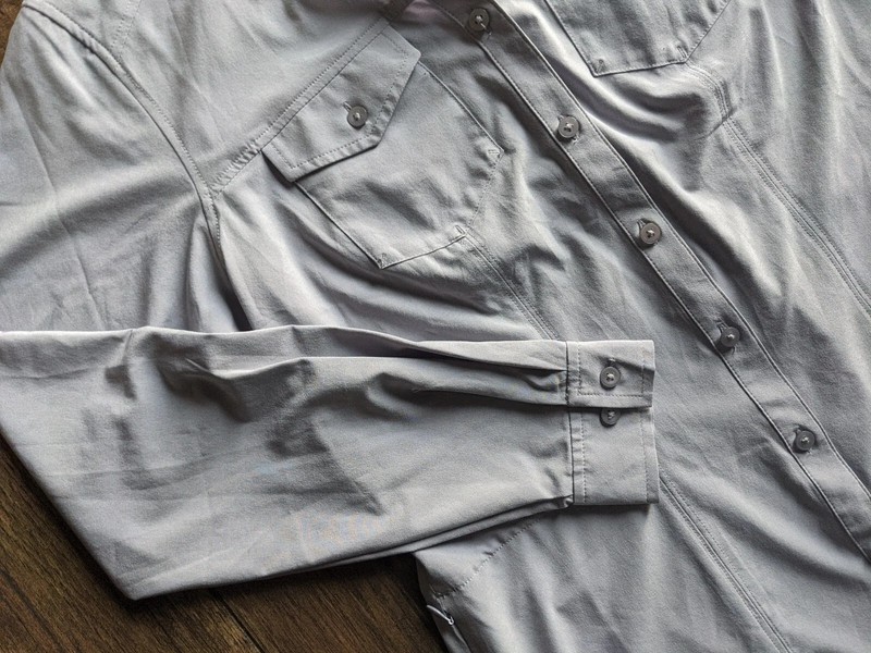 ExOfficio Mens Medium (48 in Chest) Gray Vented Back Roll-Tab Sleeve Button Down gallery
