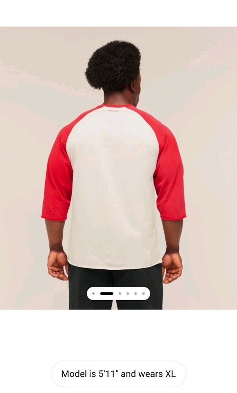 New with tag XL GYMSHARK 3/4 Sleeve Reglan Retro Collegiate Oversized Shirt Red gallery