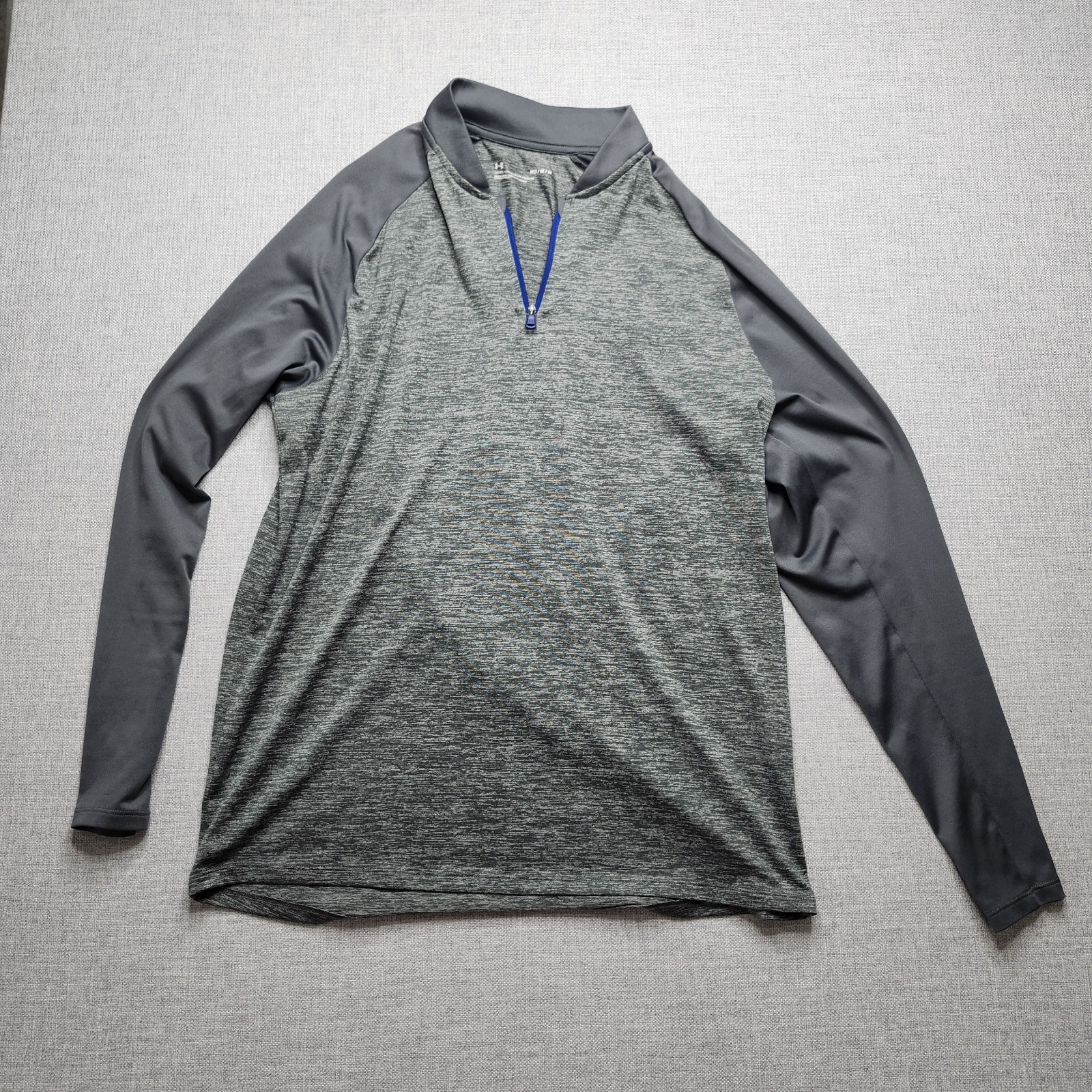Under Armour Pullover Men Med Loose Fit 1/4 Zip HeatGear Gray Blue Lightweight gallery