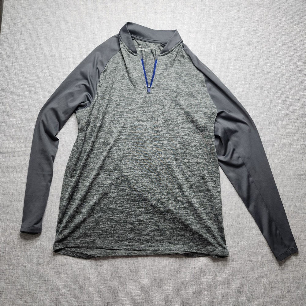 Under Armour Pullover Men Med Loose Fit 1/4 Zip HeatGear Gray Blue Lightweight