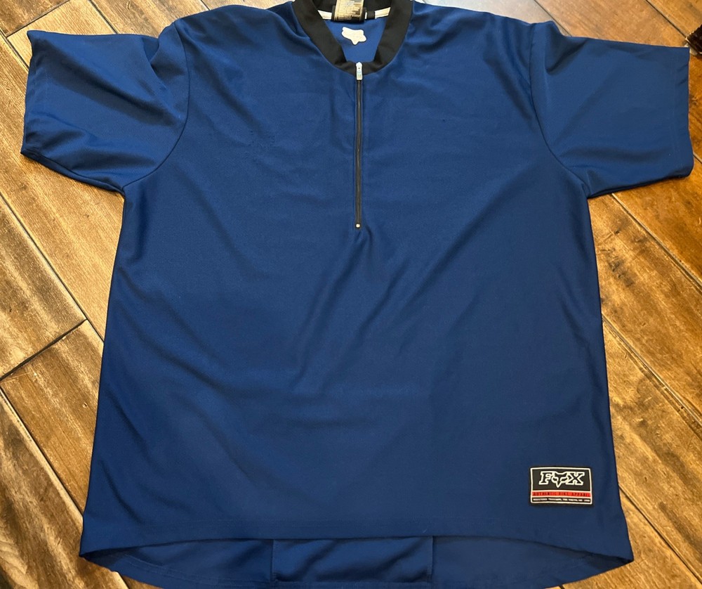 Fox Authentic Bike Apparel BMX Racing Jersey 1/2 Zip Blue Short Sleeve Men 2XL