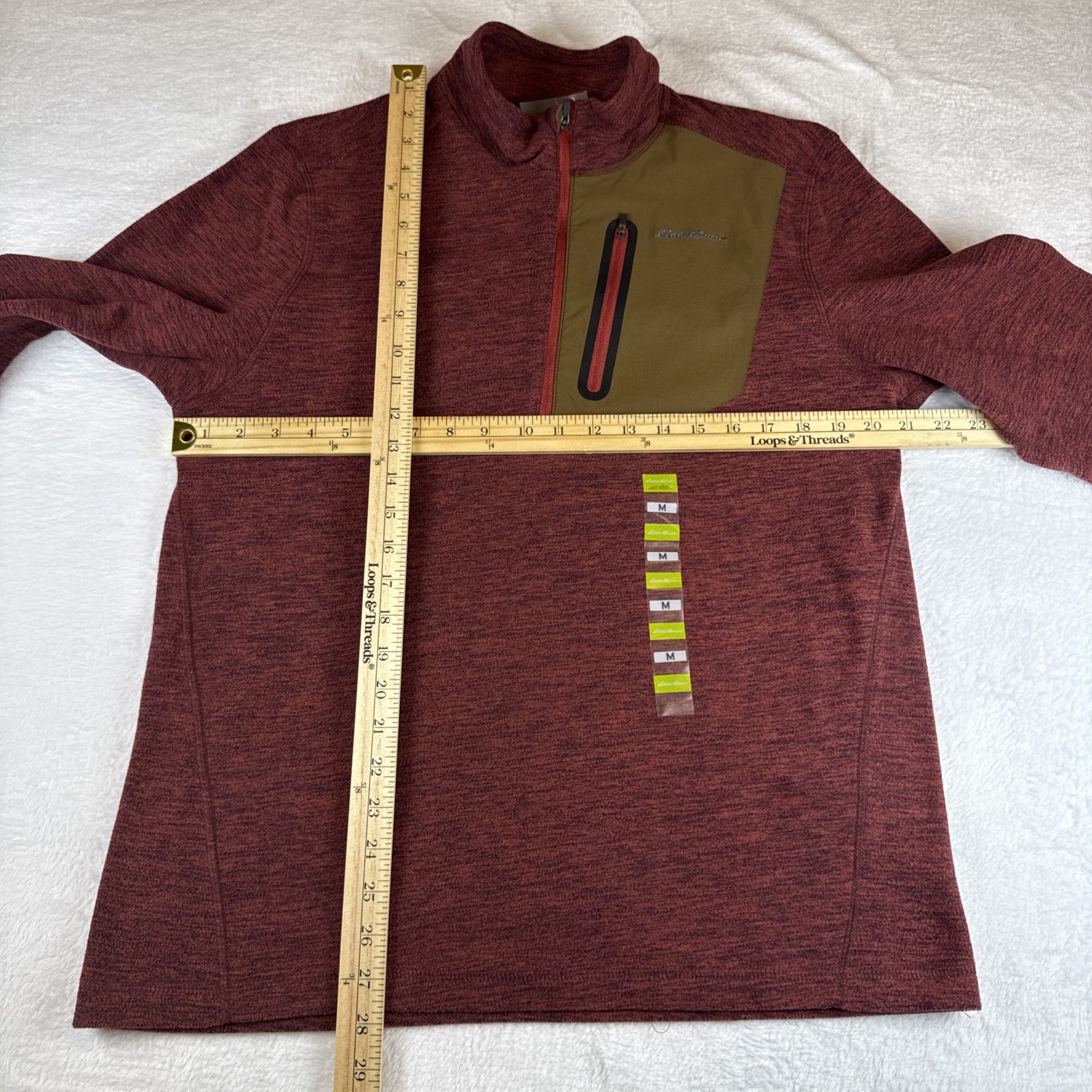 Eddie Bauer Mens 1/4 Zip M Pullover Shirt Long Sleeve Mock Neck Eggplant $60 NEW gallery