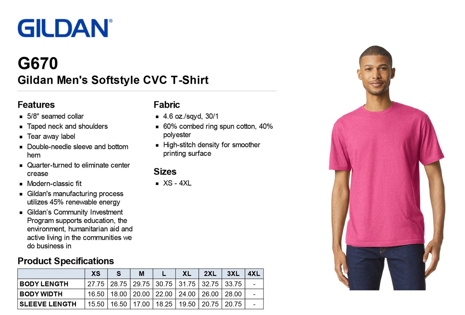 Gildan Men's Softstyle 4.6 oz. Cotton Poly Short Sleeves CVC T-Shirt G670 XS-3XL gallery