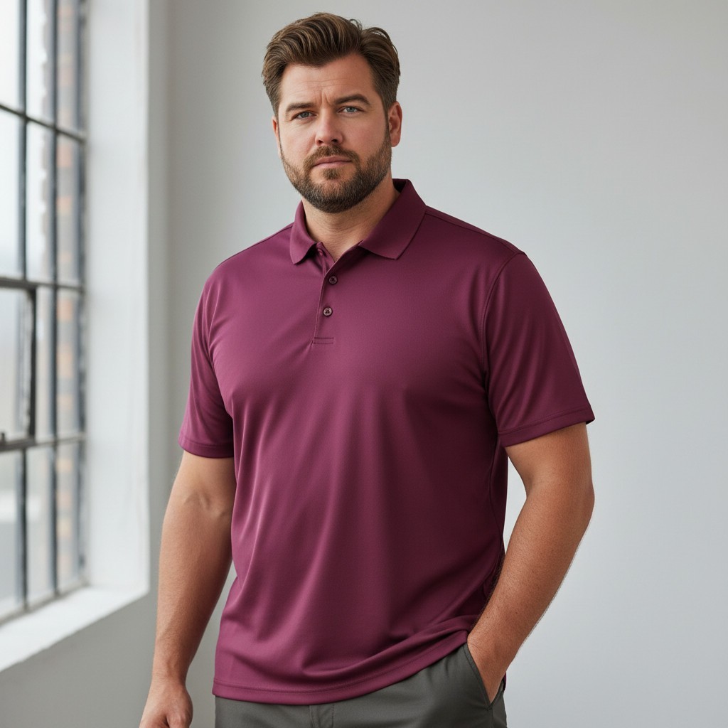 RUSSELL Athletic Shirt Men 4XL/Burgundy/Flex Collar-3 button Henley/Short Sleeve gallery