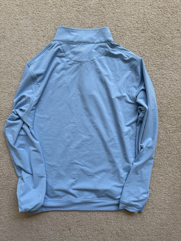 Peter millar men's Blue Solid Polyester 1/4 Zip Top size L gallery