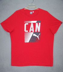 Puma Shirt Adult XXL 2XL Red Graphic Cat Logo Spell out CAN Athleticwear Mens