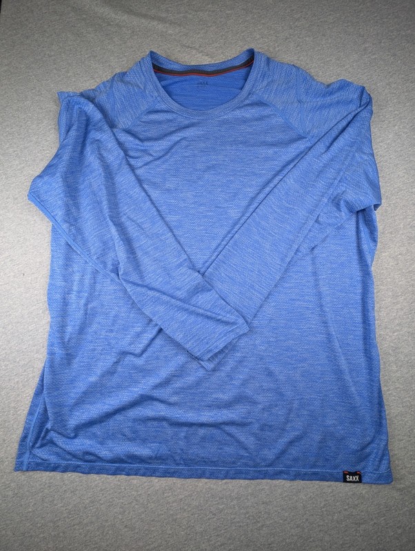 2 Men's SAXX Long Sleeved 100% Polyester UPF 25 AERATOR Shirts XXL Blue Green gallery