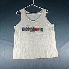Mussfeldt Design Mens Tank Top Size XL Ivory Graphic Cancun Peter Round Neck