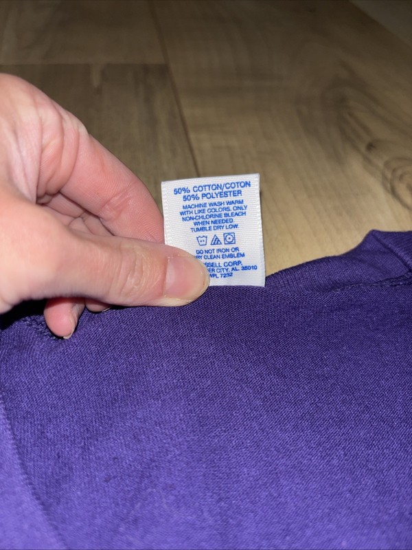 Men’s Russell Athletic 50/50 Purple 2 Button Henley Tee Adult Large gallery
