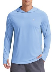 Men’s UPF 50+ Sun Protection Long Sleeve Hoodie Shirts UV Outdoor Cooling Fis…