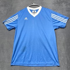 Vintage Adidas Y2K Soccer Jersey Mens Large Light Blue 3 Stripes Embroidery Logo