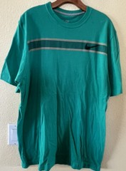 NIKE THE ATHLETIC DEPT Mens T Shirt Teal Black Striped Swoosh Size XL